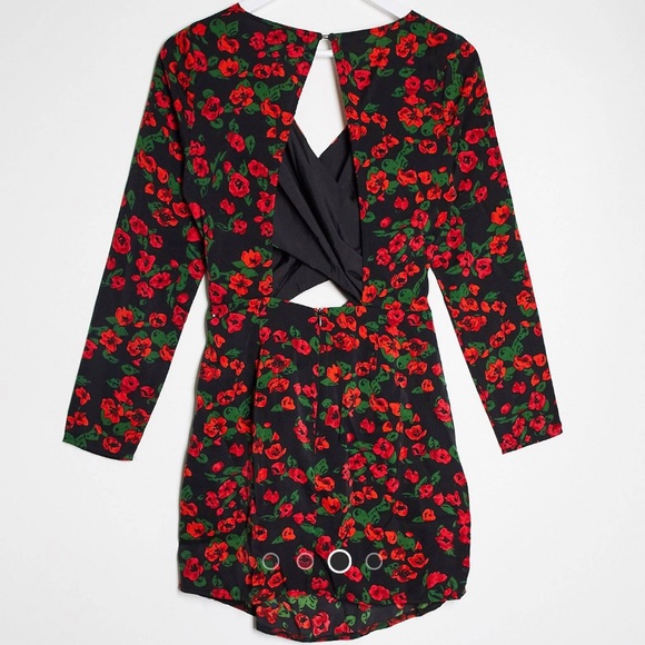 ASOS In The Style Wrap Front Mini Dress in Floral - Picture 3 of 3